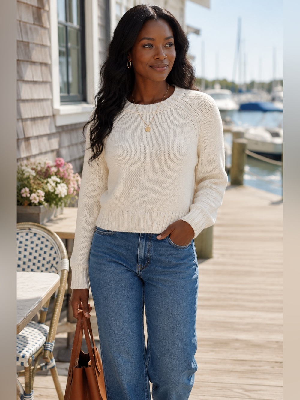 NWOT Vineyard Vines XS Ivory Cotton Blend Raglan Crewneck Pullover Sweater